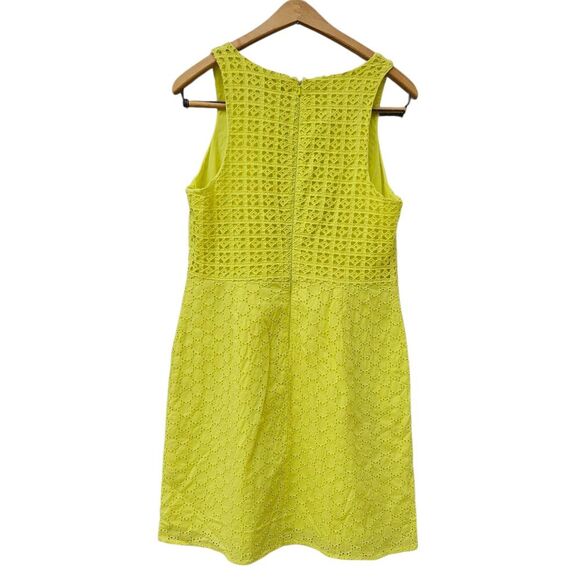 Old Navy Eyelet Lace Chartreuse Yellow Sleeveless Mini Dress Preppy Sz 8 PETITE - Picture 3 of 11
